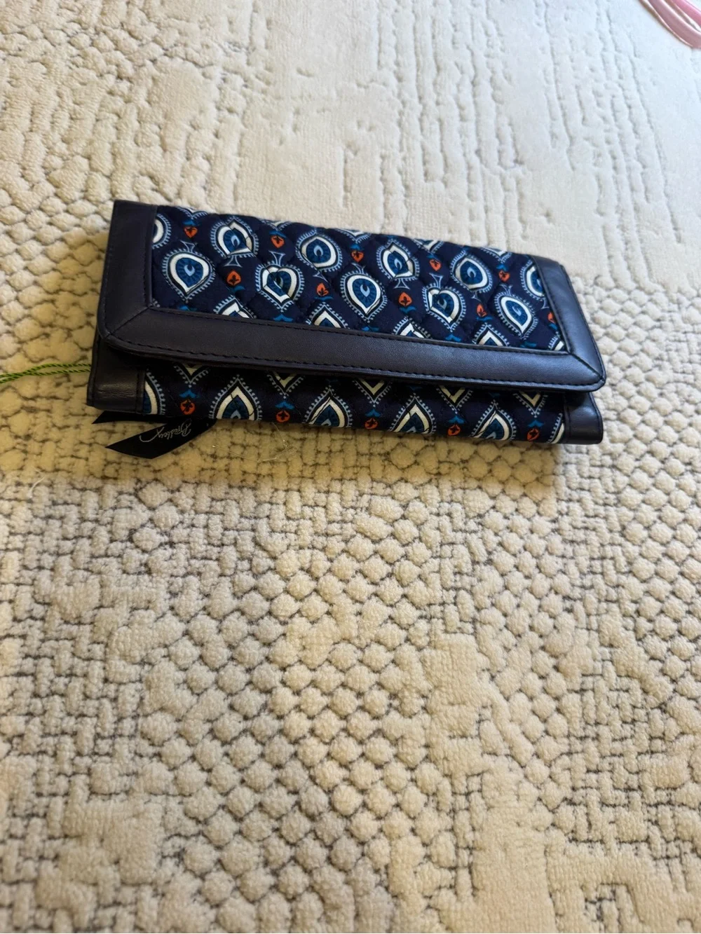 Navy Patterned Quilted Wallet Vera Bradley